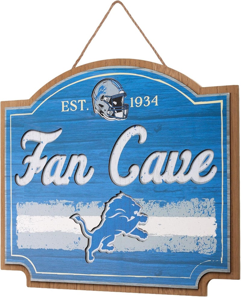 FOCO NFL Official Primary Logo Established 15" Fan Cave Wall Sign (Detroit Lions, One Size) - Image 1